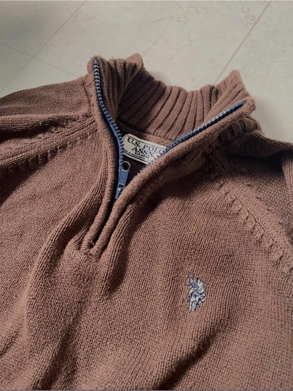 Vintage Polo Assn. Brown Quarter Zip